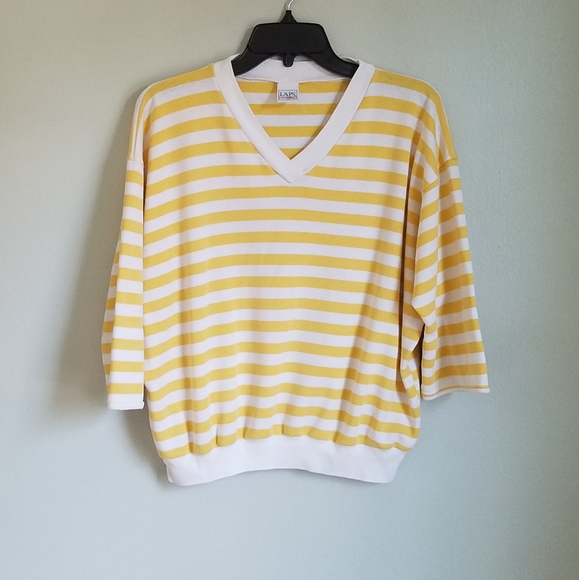 COPY - Vintage Oversize Striped Yellow White Crop… - Picture 1 of 7